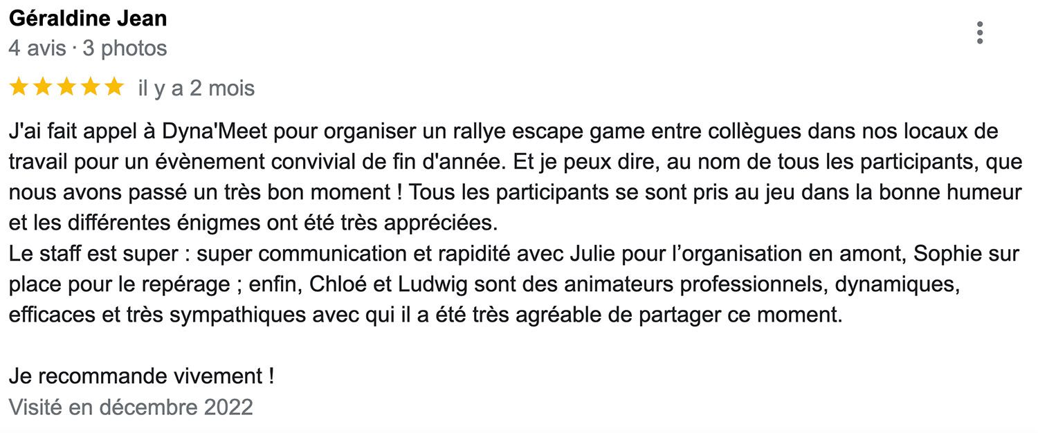 Avis de Géraldine Jean, Maître de Conférences. 